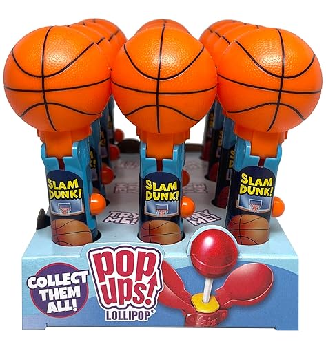 Miniatura 2 de Pop Ups! Soporte para paletas de baloncesto  12 paletas con estuches  Recuerdos de fiesta de dulces envueltos individualmente  Caramelos de