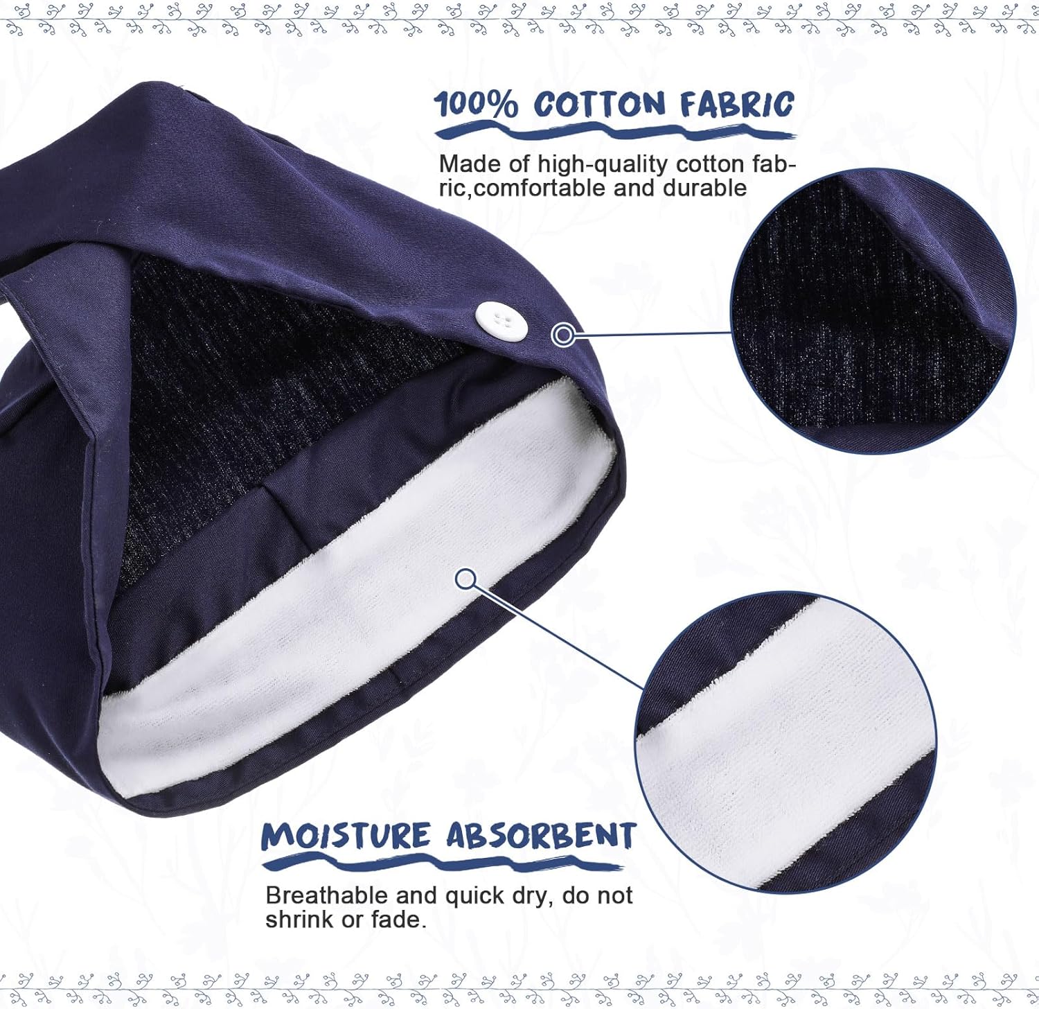 Geyoga 6 Pcs Bouffant Scrub Caps Working Surgical Cap Nurse Hats with Buttons and Sweatband Adjustable Tie Back Hat Women Men - Image 4