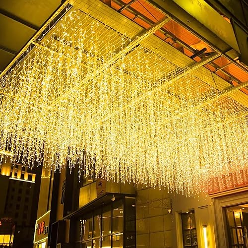 Luces LED de Navidad de carámbanos, 16.4 pies, 216 luces LED extensibles, 8 modos de iluminación, para colgar en el techo, jardín, fiesta,