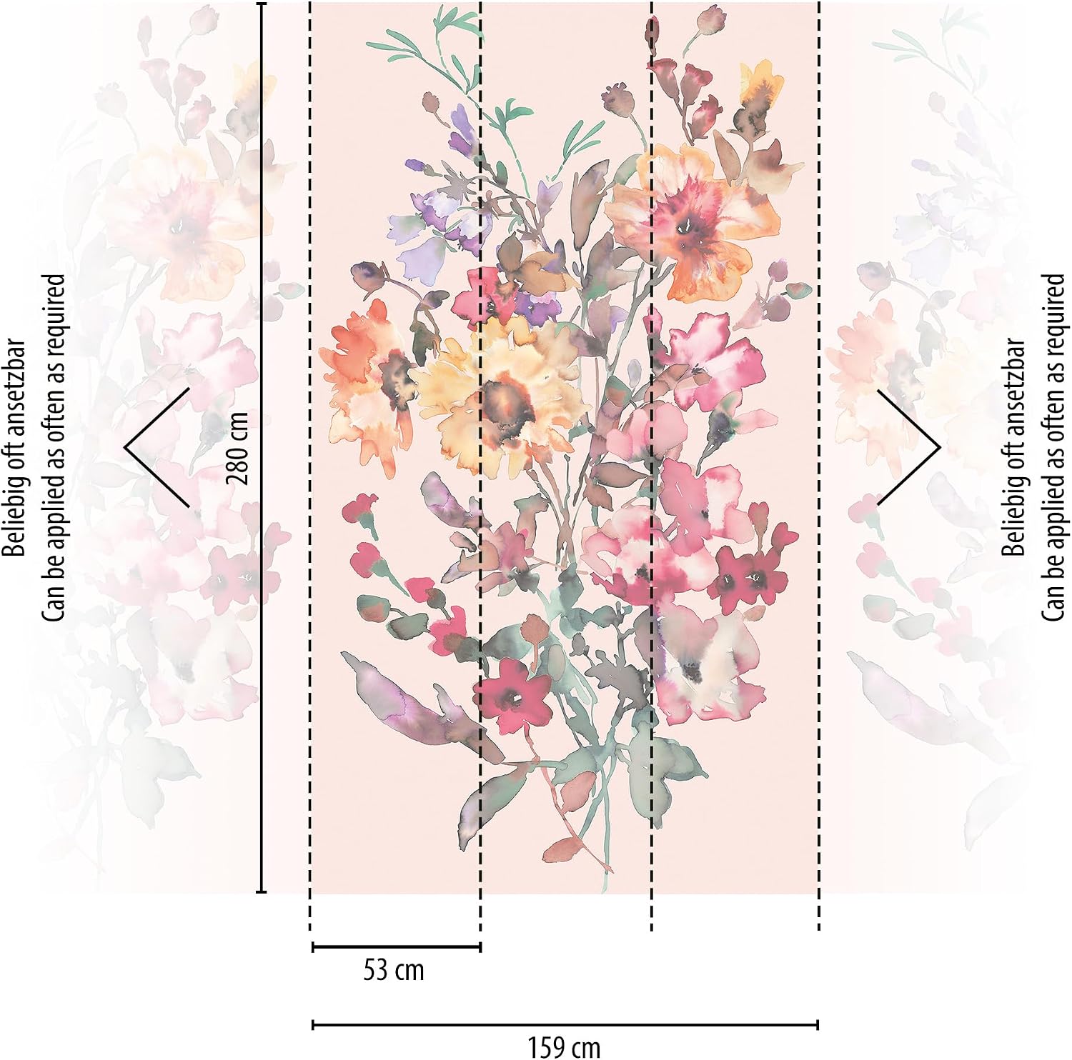 Livingwalls CosmoLiving Non-Woven Wallpaper with Floral Design in Pink, Yellow, Green - 8,80 x 0,53 m Floral Wallpaper by Cosmopolitan - 791453