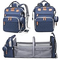 Vista 13 de Bolsas de pañales para bebé con cambiador, mochila impermeable para pañales para mamás y papás con puerto de carga USB, regalos para baby shower