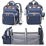 Astro alan Baby Diaper Bags with Changing Station, Waterproof Diaper Bag Backpack for Moms Dads with USB Charging Port, Baby Shower Gifts, Large Capacity diaper backpack, Blue