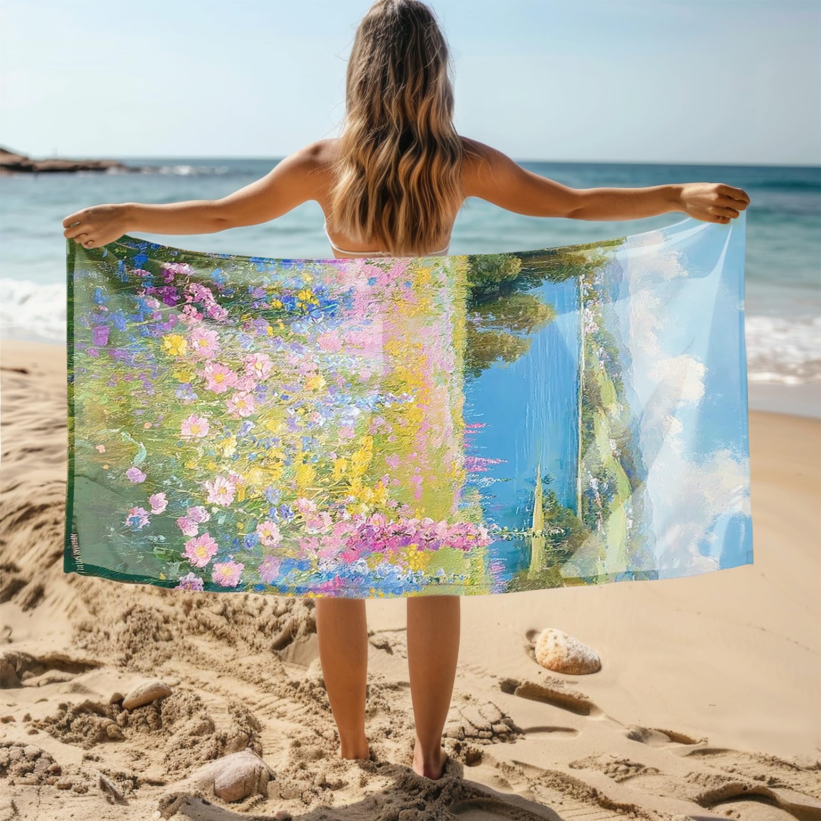 Telo Mare Microfibra 210x230 Fiume Blu Telo Spiaggia Grande Antisabbia,XXL Asciugamano Mare, Asciugatura Rapida, Stuoia Spiaggia Leggero E Portatile