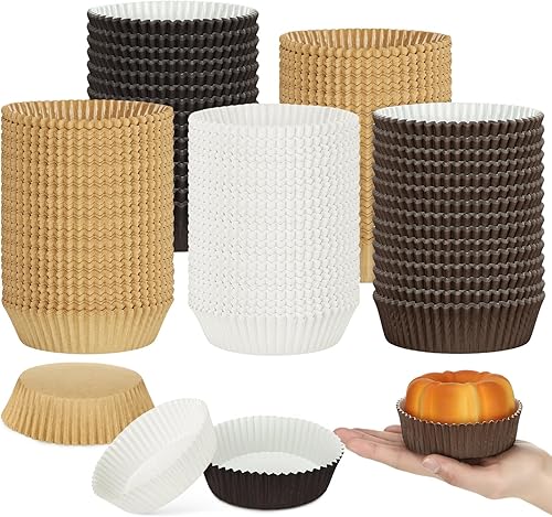 Miniatura 10 de Uiifan - Moldes desechables redondos para cupcakes, moldes de papel para hornear, envoltorios de papel para cupcakes, moldes de papel aptos