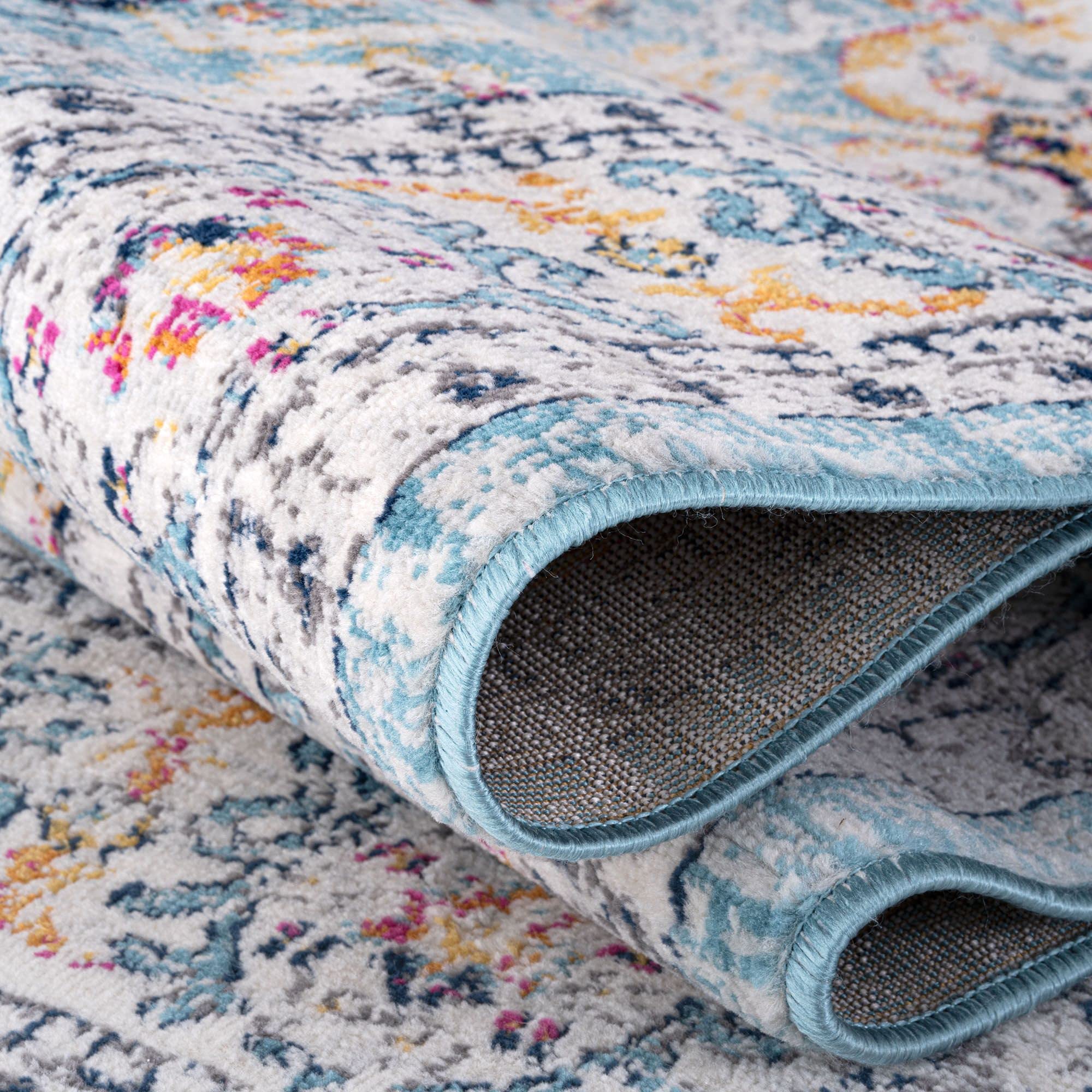 THE RUGS Multicoloured Medallion Oriental Rug for Living Room Bedroom, Small 80x150 cm, Vintage Design - Image 4