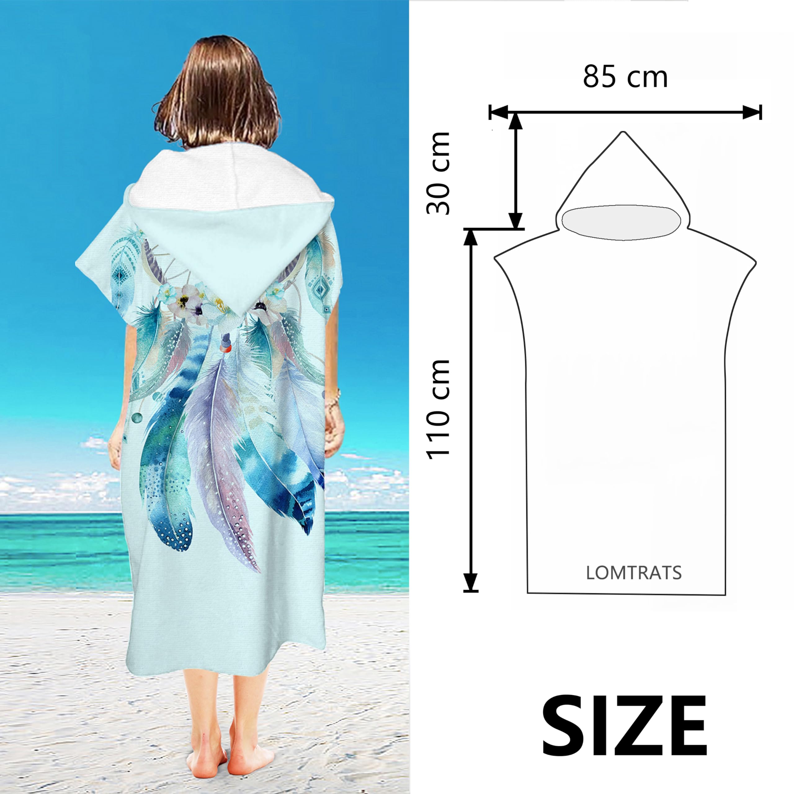 LOMTRATS Quick-drying Surf Poncho, Changing Towel, Bathrobe - Image 3