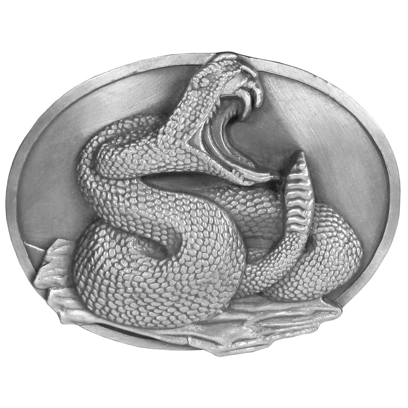 Coiled Rattle Snake Antiqued Finish Belt Buckle