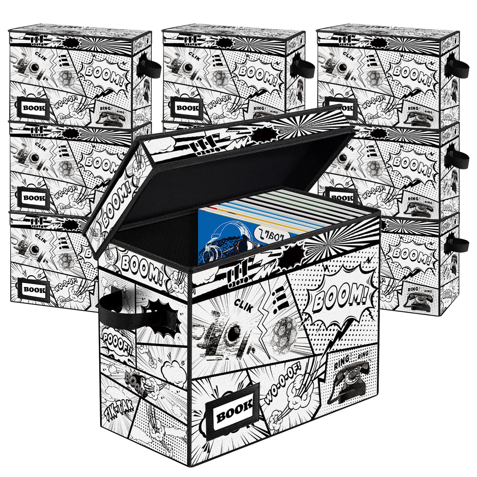 Comicbuch-Aufbewahrungsboxen, Schutz-Organizer, 40,1 x 19,8 x 30 cm, zusammenklappbar, kurze Box, für 160–180 Comic-Bücher, strapazierfähig, 10 Stück
