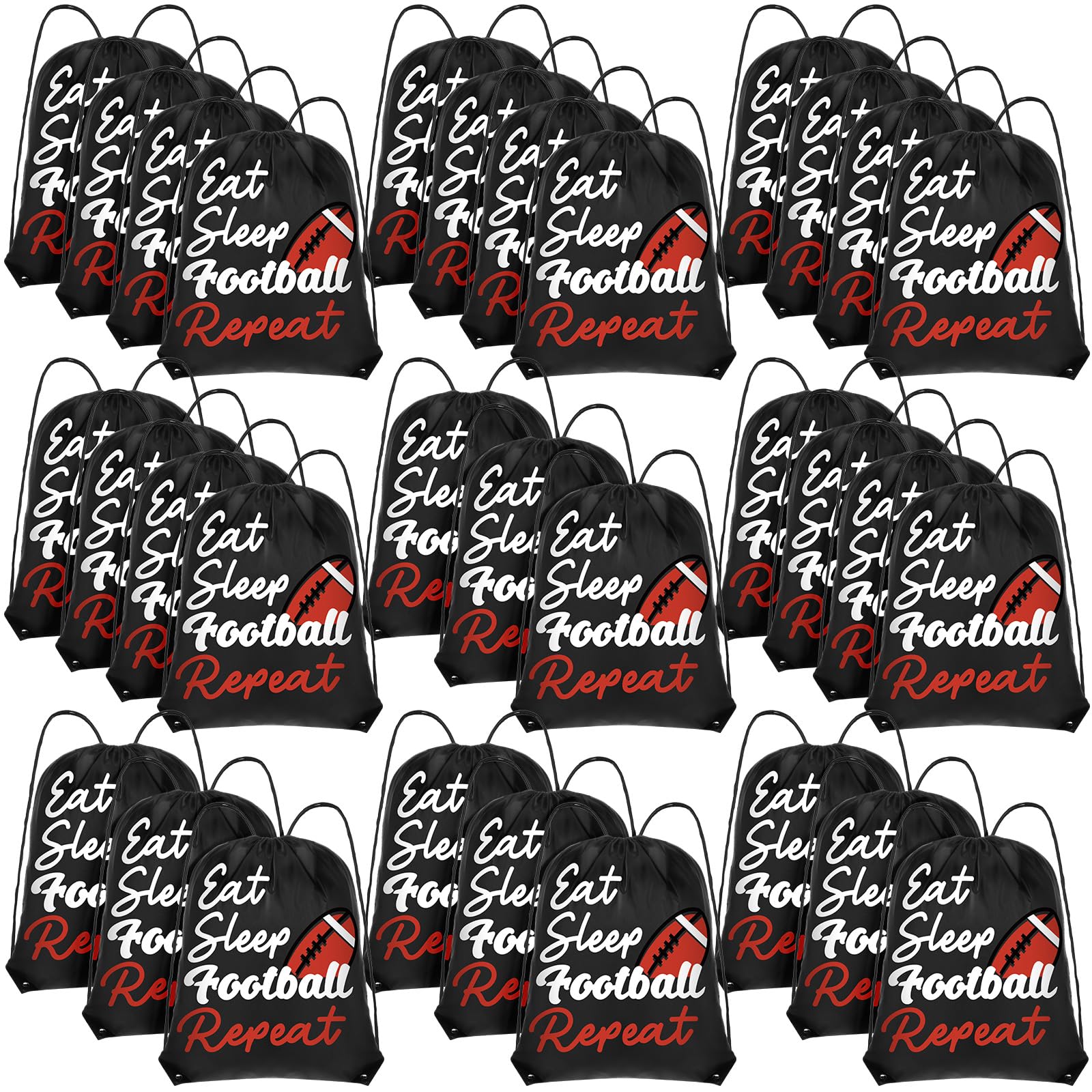 Windyun 32 Pcs Ball Drawstring Backpack Bulk Sport Gym Drawstring Bag Polyester Lightweight Cinch Bags(Football)