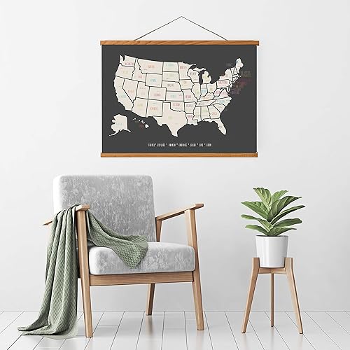 Miniatura 5 de Mapa de pasadores de Estados Unidos de 24 x 17 pulgadas, póster de Estados Unidos para marcar tus aventuras en los Estados Unidos, regalo de