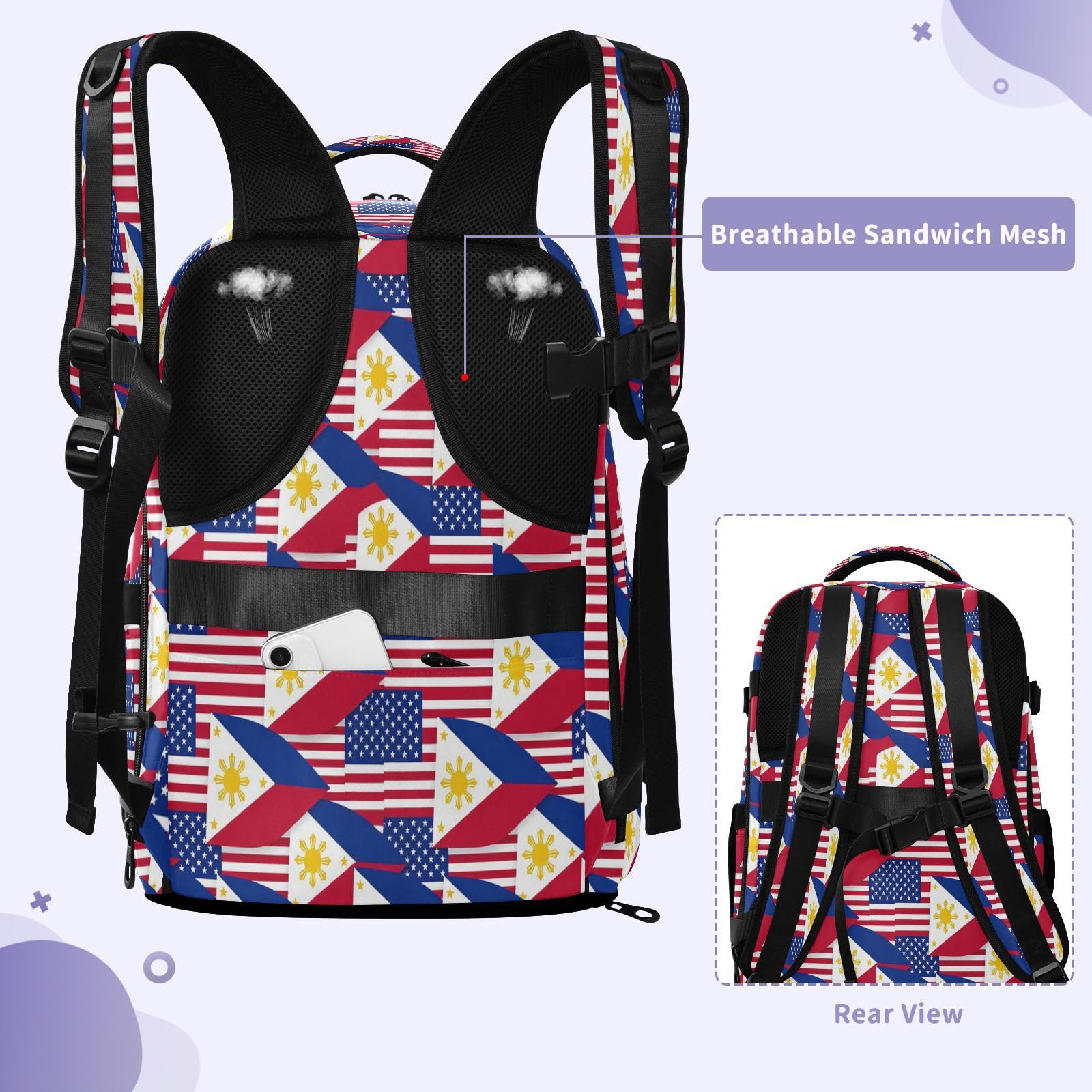 Plecak podręczny do samolotów 15-calowa torba na laptopa dla kobiet | Czysty design torba do szkoły USA i Filipiny Yin Yang torba na laptopa 15,6 cala dla kobiet praca mochilas para mujer 20L
