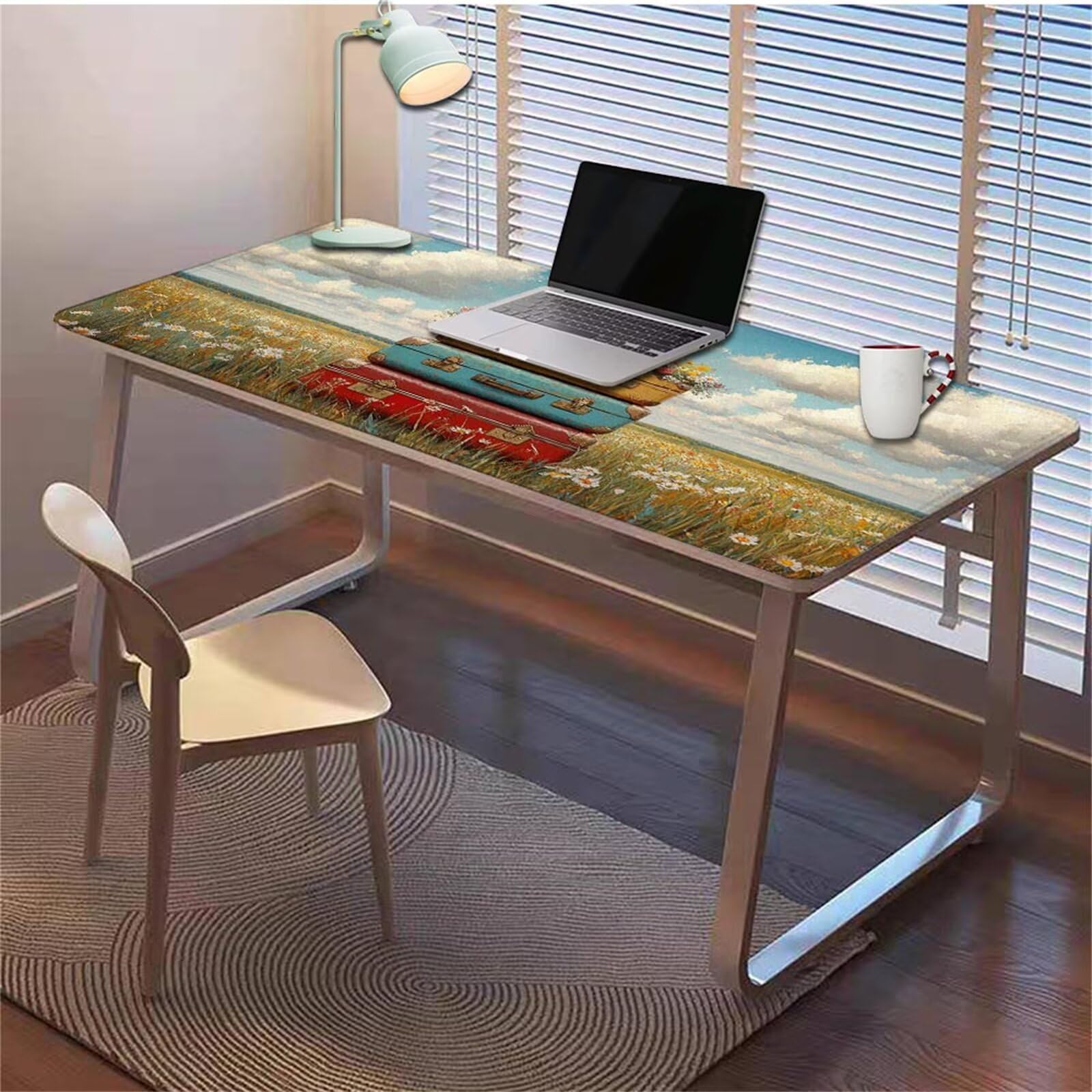 Gamingowa podkładka pod mysz 1200 x 600 x 3 mm, XXL, wodoszczelna, odporna na ścieranie, z przyszytymi krawędziami, niebieska, podkładka na biurko, poprawia prędkość i precyzję pod laptopa, komputer