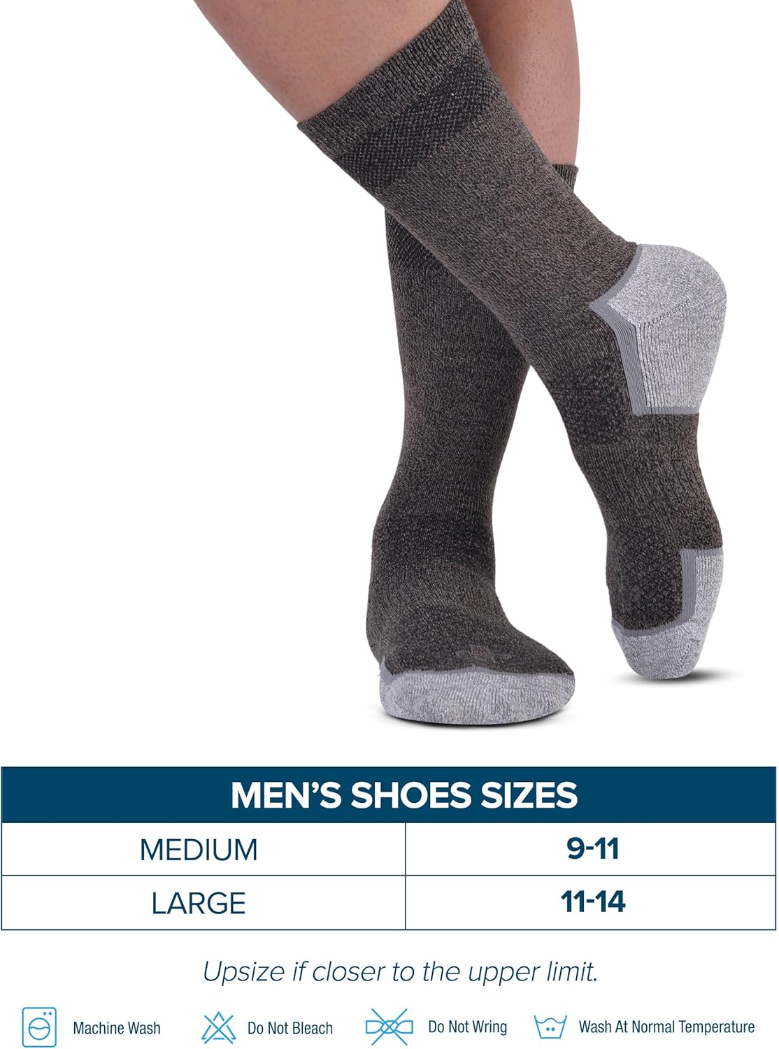 Doctor's Select Bamboo Viscose Black Diabetic Socks for Men - 6 Pairs Crew Stretch Top Mens Diabetic Socks - Image 6