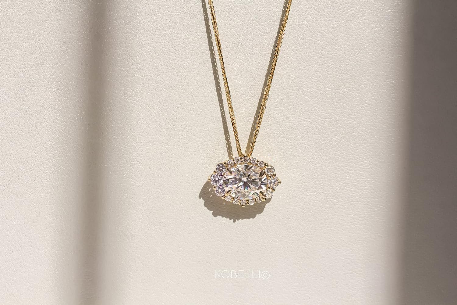 Kobelli Lab Grown Diamond Oval Cut Moissanite (GH/VS) Pendant Necklace (22") 14K Gold Ophelia Necklace