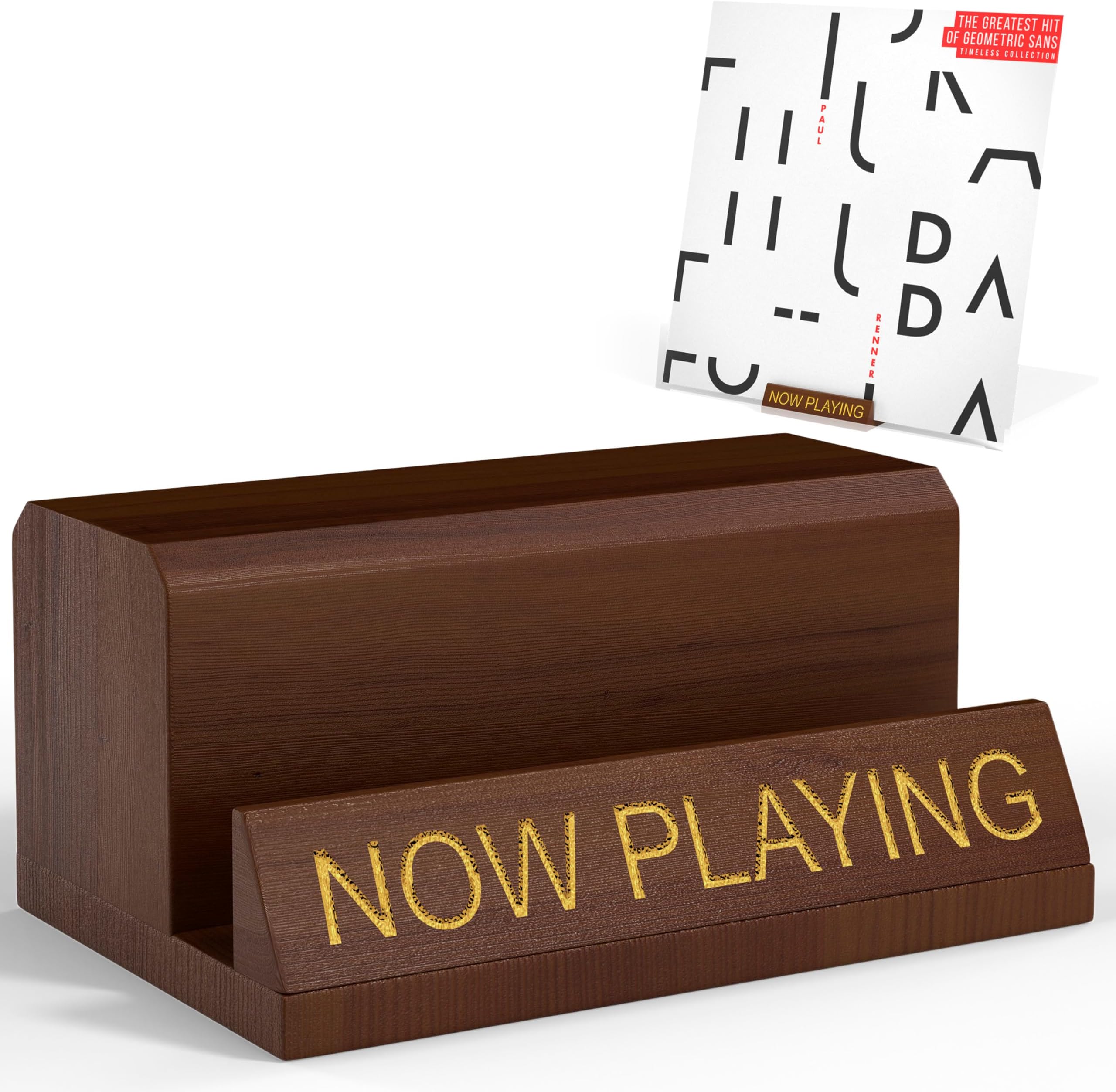 Now Playing Vinyl Record Stand | Wooden Vinyl Record Holder Display | Wood Records Storage Stands for Albums & Turntables Gifts | Now Spinning Vinyl Accessories Rack