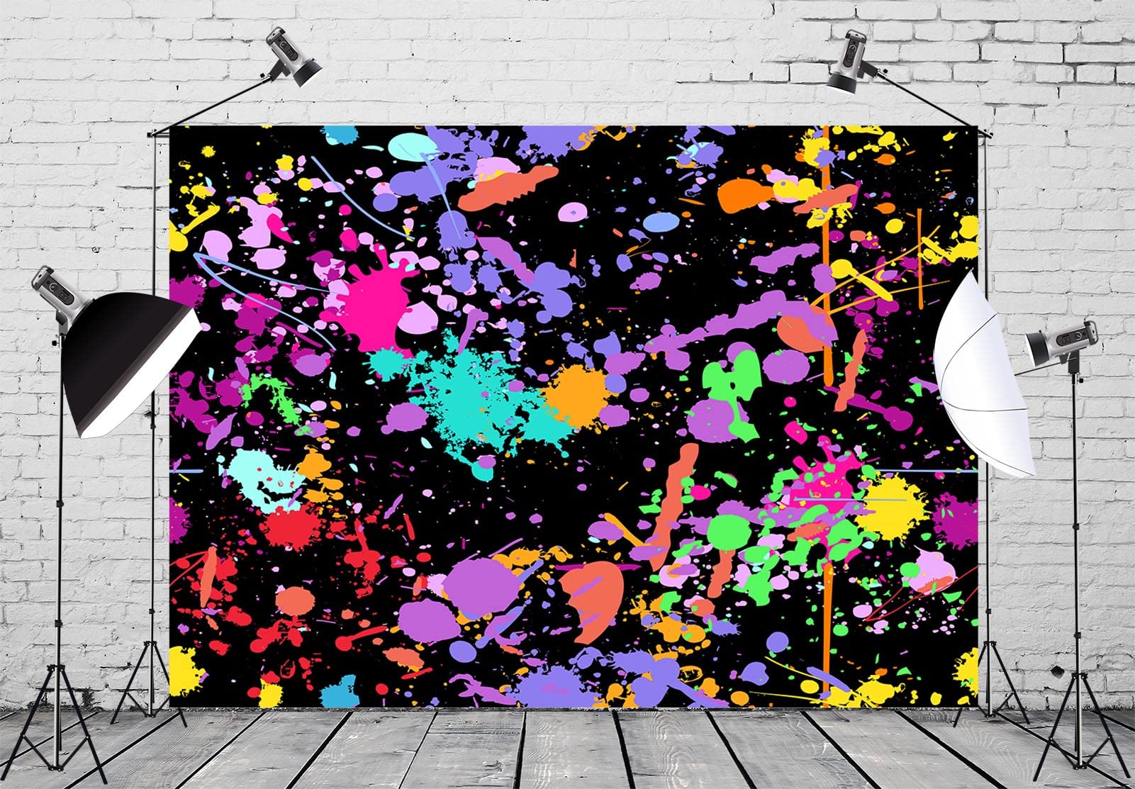 BELECO 3.6x2.5m Sfondo in tessuto Schizzi colorati | Graffiti astratto schizzi vernice stile retrò hip hop anni 80 90 sfondo festa pittura compleanno studio fotografico