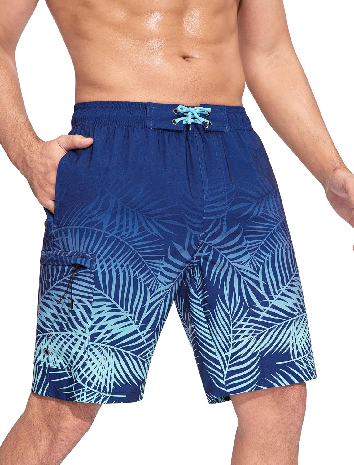 SILKWORLD Mens Swim Trunks Quick Dry Bathing Suit 9 Inch Swim Shorts with Mesh Lining and Zipper Cargo Pockets