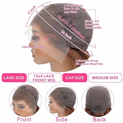 Miniatura 10 de Aaliweya Pelucas de cabello humano ondulado con encaje frontal 360, color degradado 360, pelucas de encaje frontal transparente HD para mujer, con