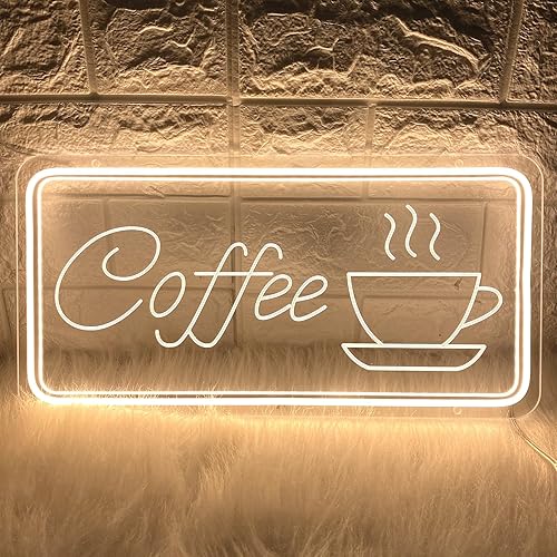 Letrero de neón de barra de café para decoración de pared, letreros de luces de neón talladas en 3D alimentados por USB para cafetería, letrero de
