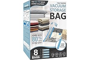 8 Pack Reusable Space Saver Vacuum Storage Bags for Travel