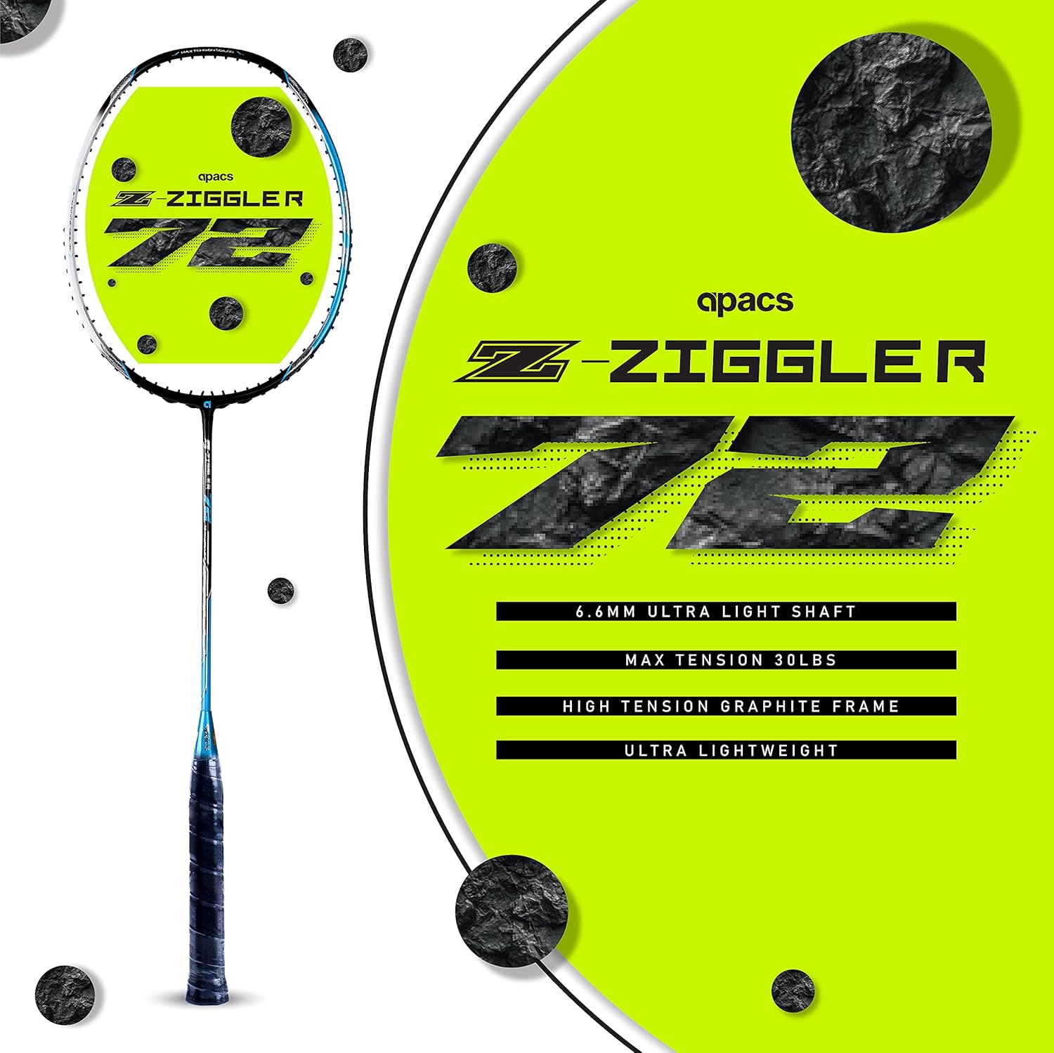 Buy APACS ZZiggler 72 Unstrung Badminton Racket with Full Cover Online