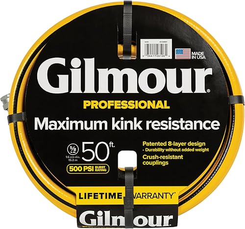 5/8" x 50' Heavy Duty Flexogen Water Hose, Flexible Garden Hose for Vegetable Gardens, Flower Beds, and Lawn Sprinklers, Yellow