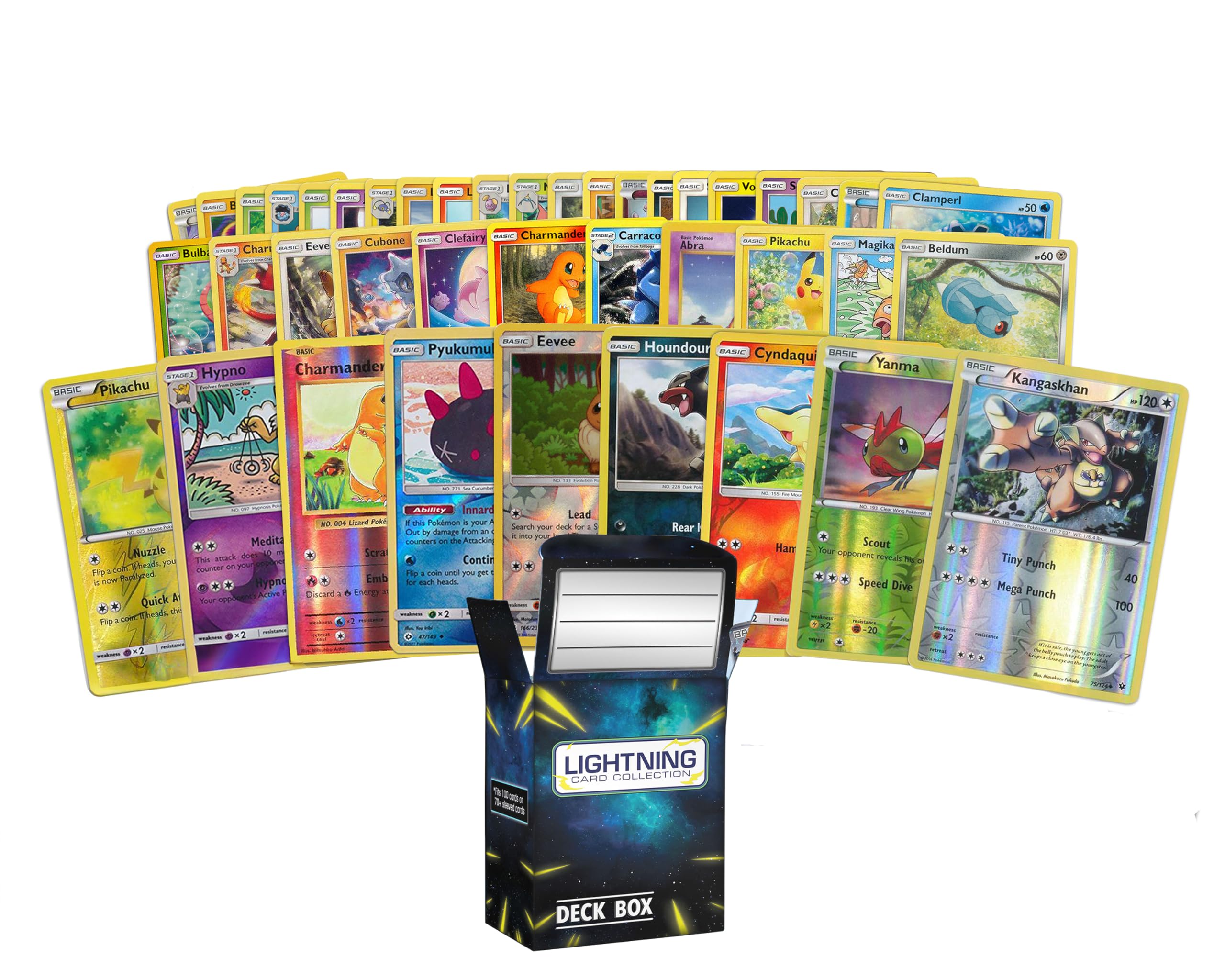 Lightning Card CollectionUltimate Rare Bundle - Trading Card Deck Box Bundle with 50 Pokemon Cards That Includes a foil Rare Cards (Standard Edition)