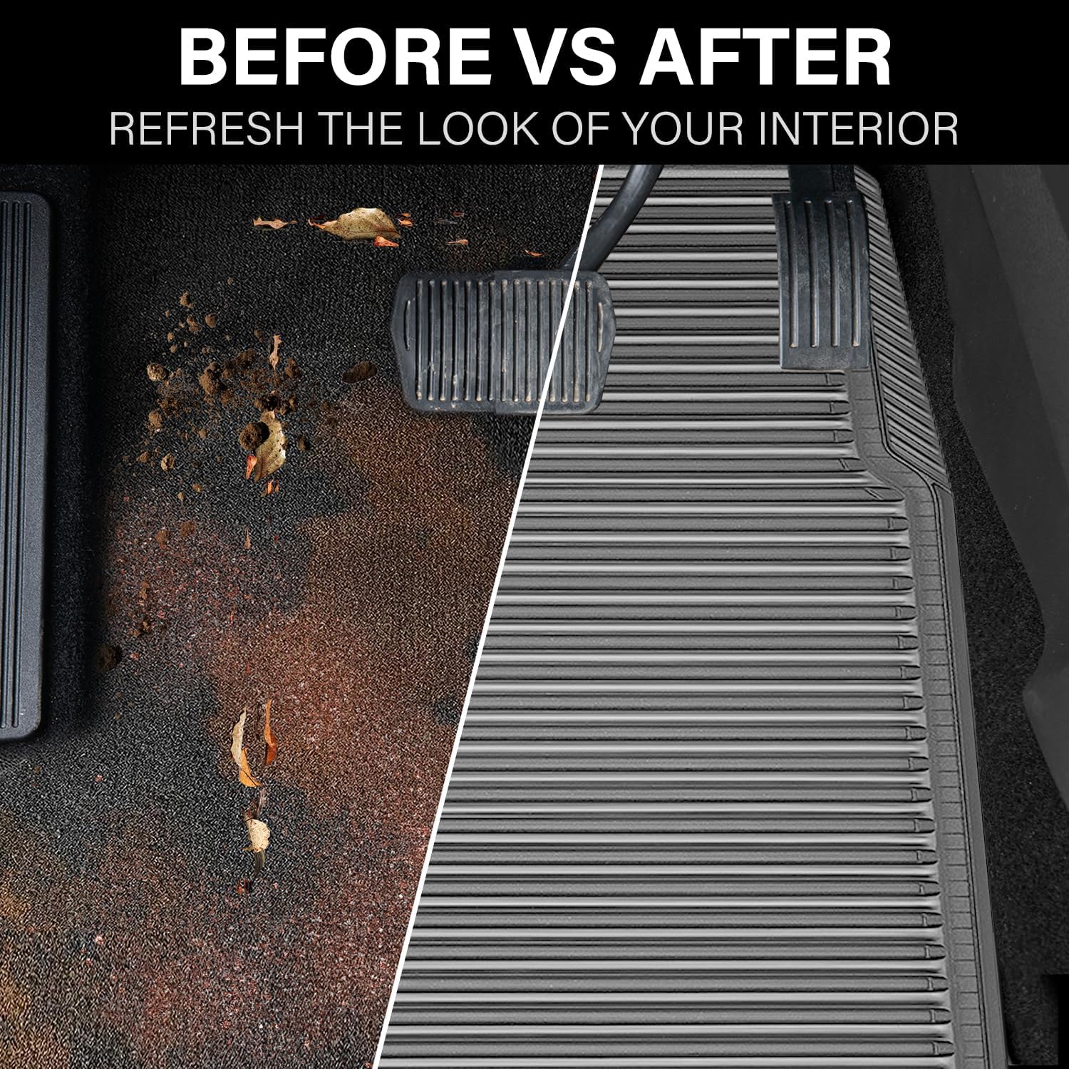 CAR PASS Rubber Car Mats,Car Floor Mats All Weather,Car Mats Full Set 4-Piece,Waterproof Automotive Floor Mats Trim to Fit for Most Cars Sedans SUVs Vans,Heavy Duty Anti-Slip Easy Clean, All Gray - Image 6