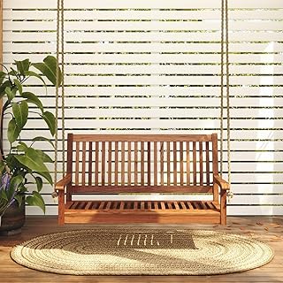 East Green Hayden 4 Foot Wooden Porch Swing in Natural Oil Finish - Outdoor Bench Swing Crafted from Naturally Weather-Resistant Acacia Wood