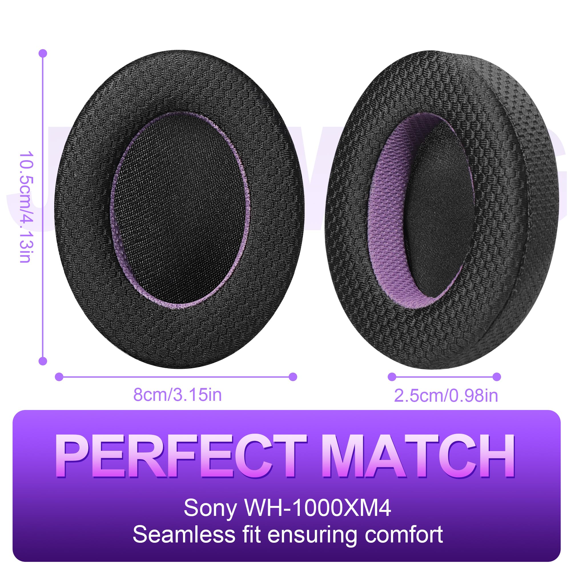 Cuscinetti di ricambio in rete traspirante per cuffie WH-1000XM4 - Nero/Viola Lussuoso Comfort