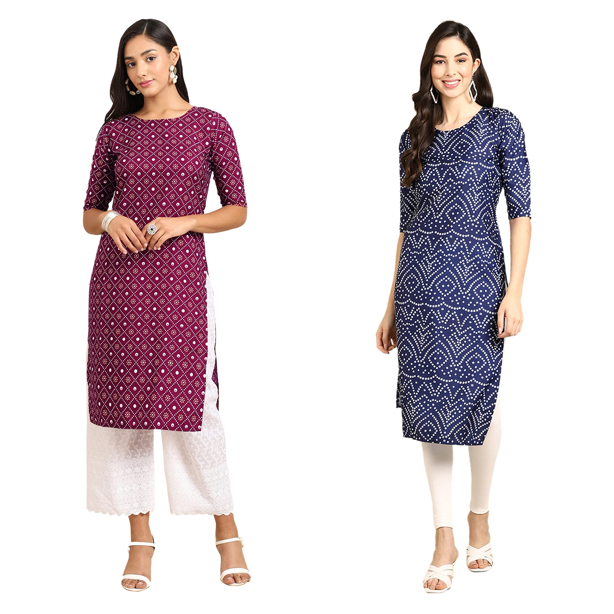 Pinkmint Women's Crepe Digital Print Straight Kurta (Rm-355-366-Xxl)