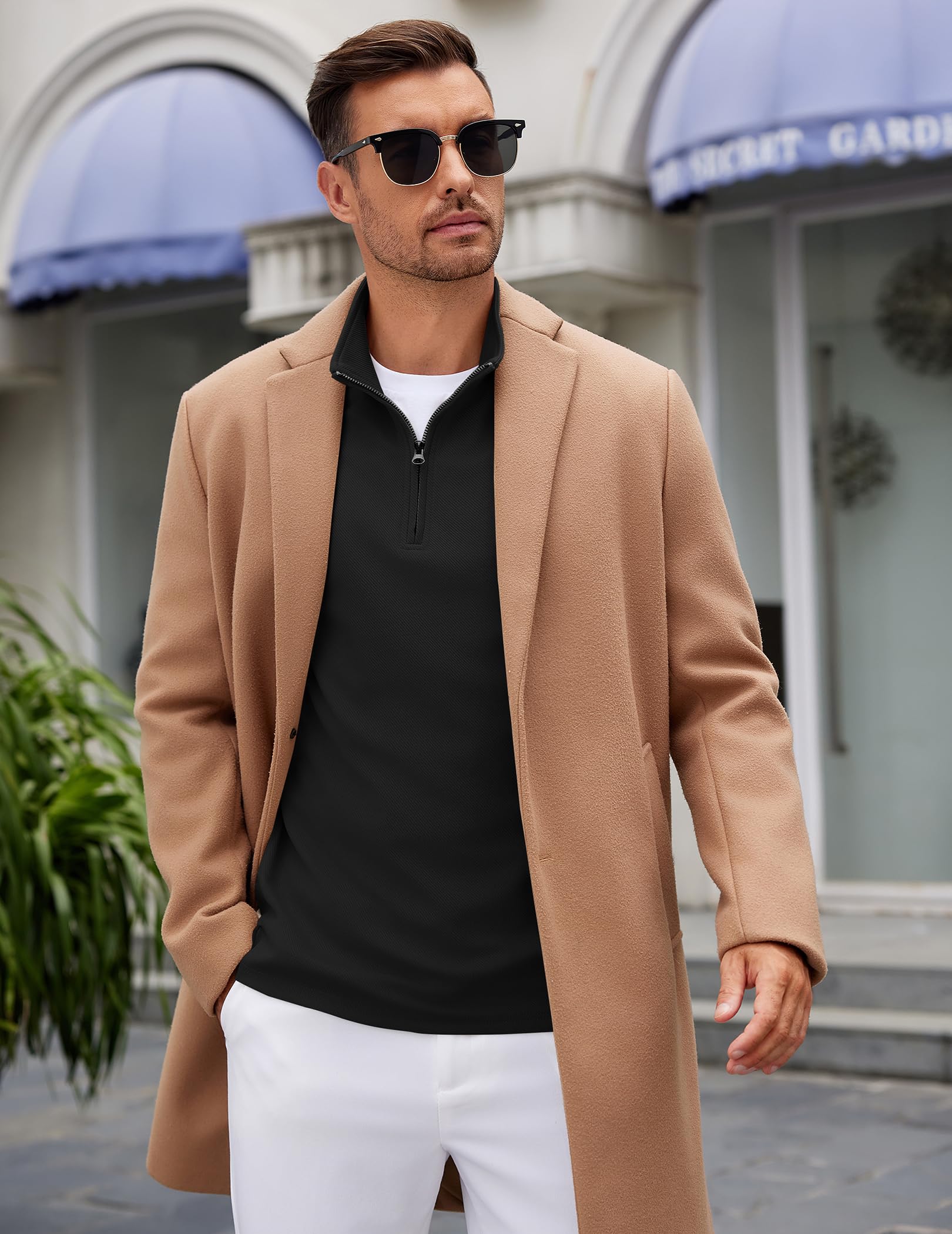 COOFANDY Men's Quarter Zip Up Pullover Lightweight Mock Neck Sweatshirt Casual Long Sleeve Polo Shirt