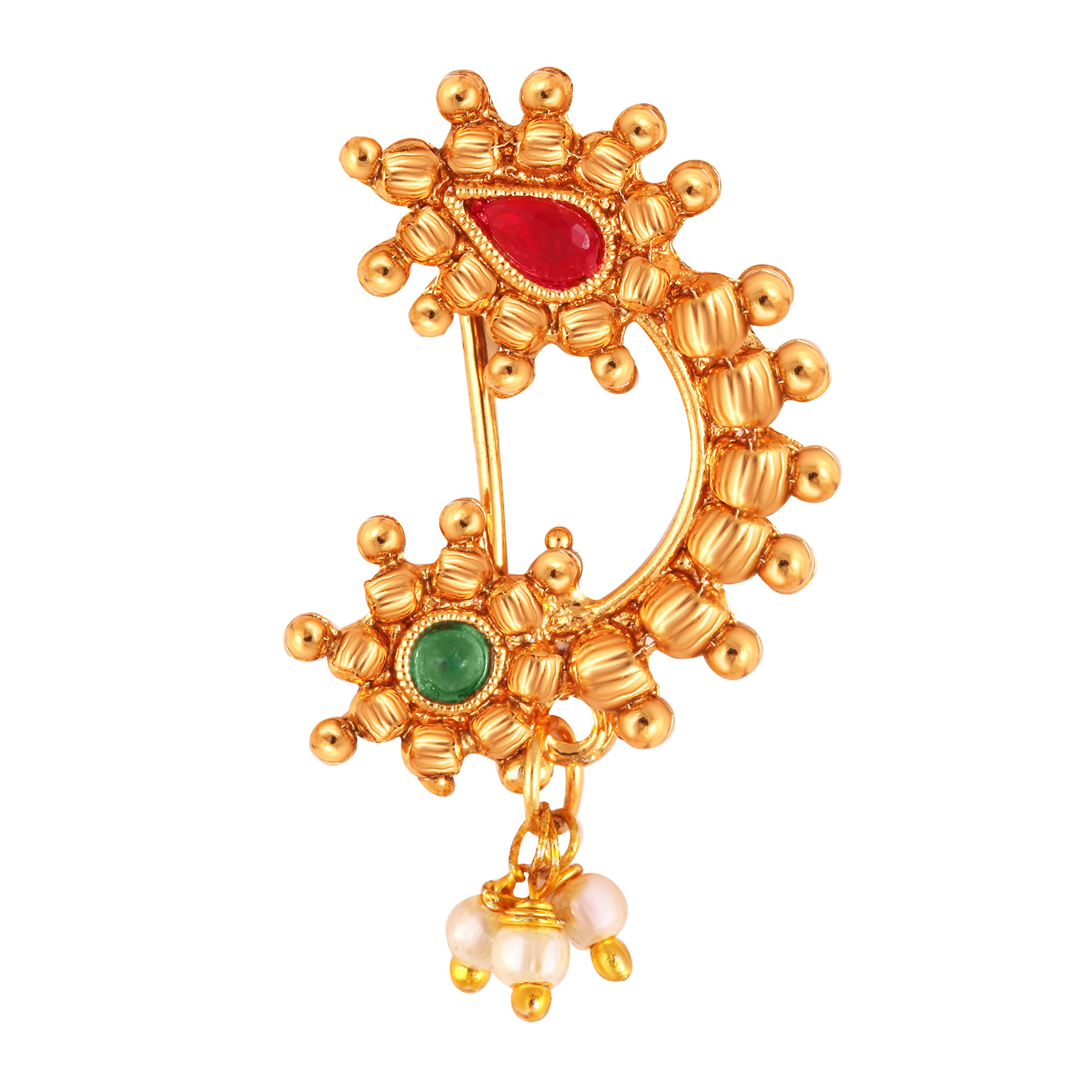 Vighnaharta Gold Plated with Peals Alloy and CZ stone Non Piercing Maharashtrian Nath Nathiya./ Nose Pin valentine day gift valentineday gift for her gift for him gift for women gift for women {VFJ1114NTH-Press } (B09XMJ9J4F) Amazon Price History, Amazon Price Tracker