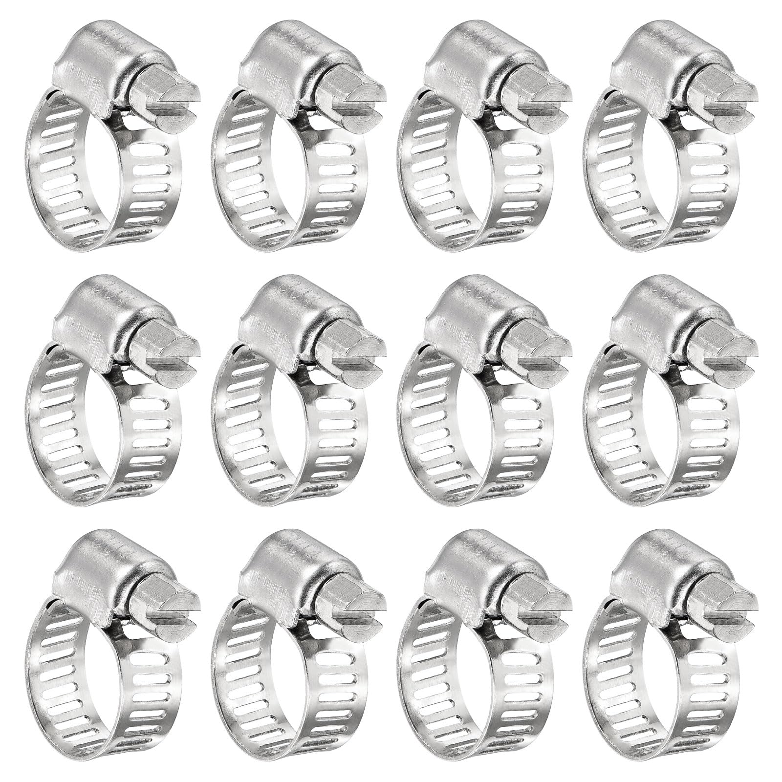 uxcell 12 Pcs Hose Clamps, Stainless Steel 1/4"- 1/2"(6-12mm) Adjustable Worm Gear Drive Hose Clamps Pipe Clamp for Plumbing Dishwasher Automotive