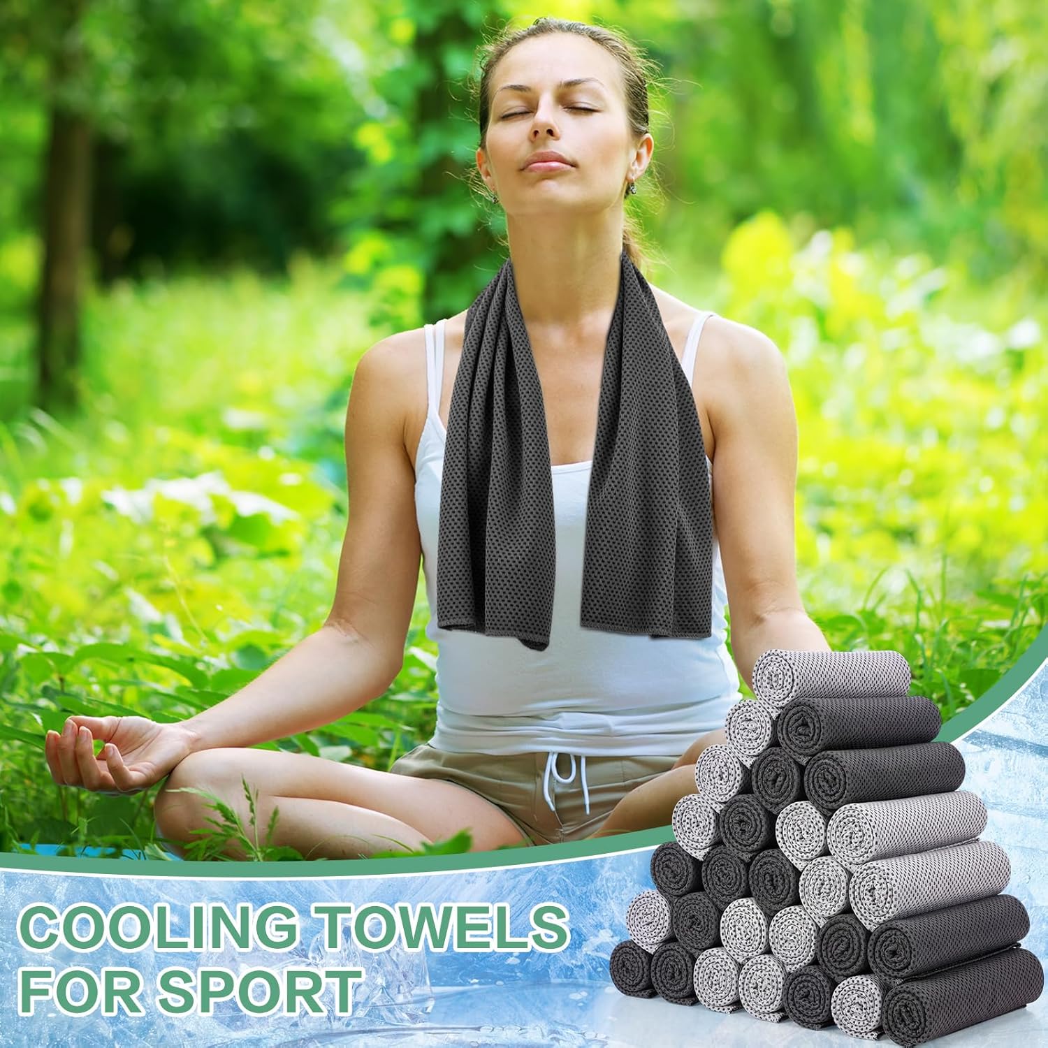 BBTO 80 Pcs 32 x 12 Inch Microfiber Ice Towel, Cooling Cold Towel for Neck and Face Breathable Chilly for Yoga, Sport, Gym, Workout, Camping and More Activities(Dark Gray and Light Gray)