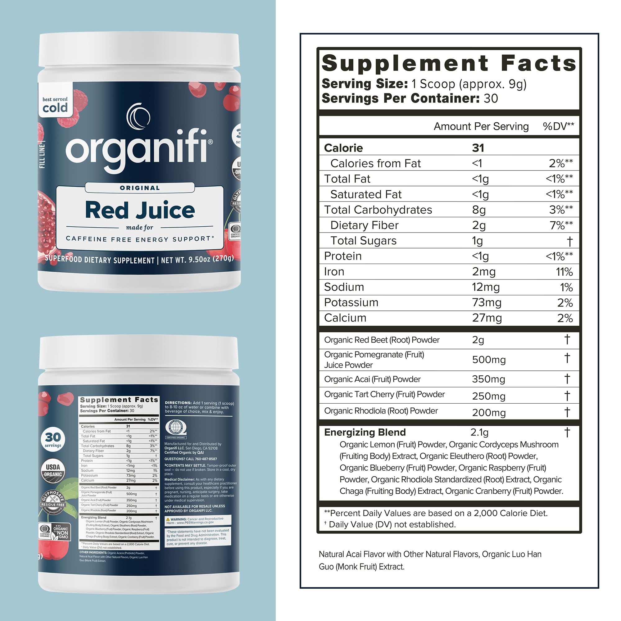 Organifi Red Juice Caffeine-Free Energy Powder - 30 Servings — Amazon image 2