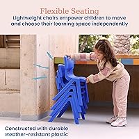 Vista 6 de ECR4Kids Silla Escolar Apilable de 12 Pulgadas de Plástico, Muebles para Aula, Azul, Paquete de 4