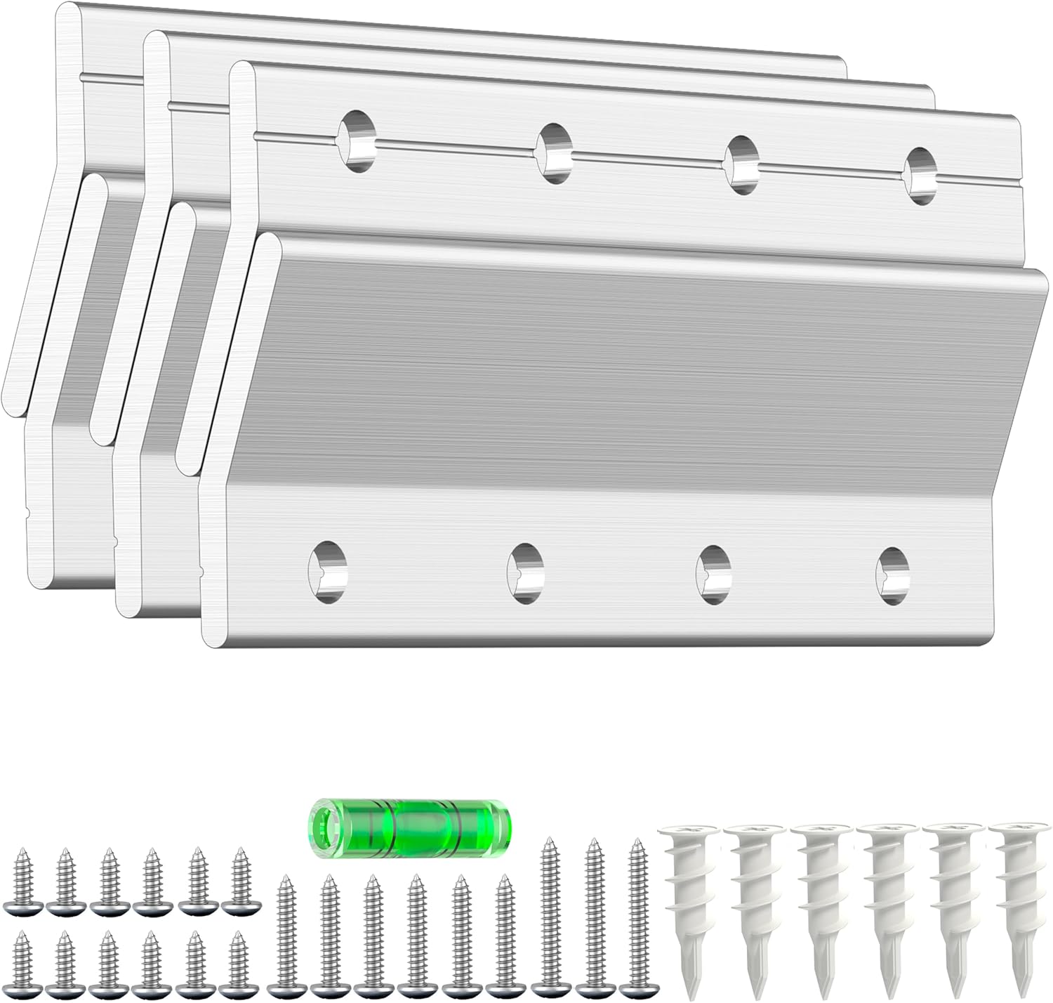 French Cleat Picture Hanger kit 4 Inch 3 Pairs - Aluminum V Z Clips Interlocking Wall Mounting Bracket Hardware Kit - Z Bar Hanger for for Hanging Wall Painting, Mirrors, Artwork