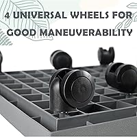 Vista 5 de Plato cuadrado de 15.3 pulgadas con ruedas, soporte de maceta con ruedas resistente para plantas en maceta, bandeja de base de rodillo con ruedas