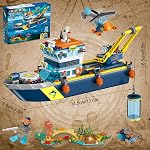 HOGOKIDS City Floatable Boat Building Set with LED Light for 6+ Boys Kids | Fun Arctic Explorer Ship Building Block Kits Toys Ocean Exploration with Helicopter, Sub, Shark Cage Birthday Gift for Girls