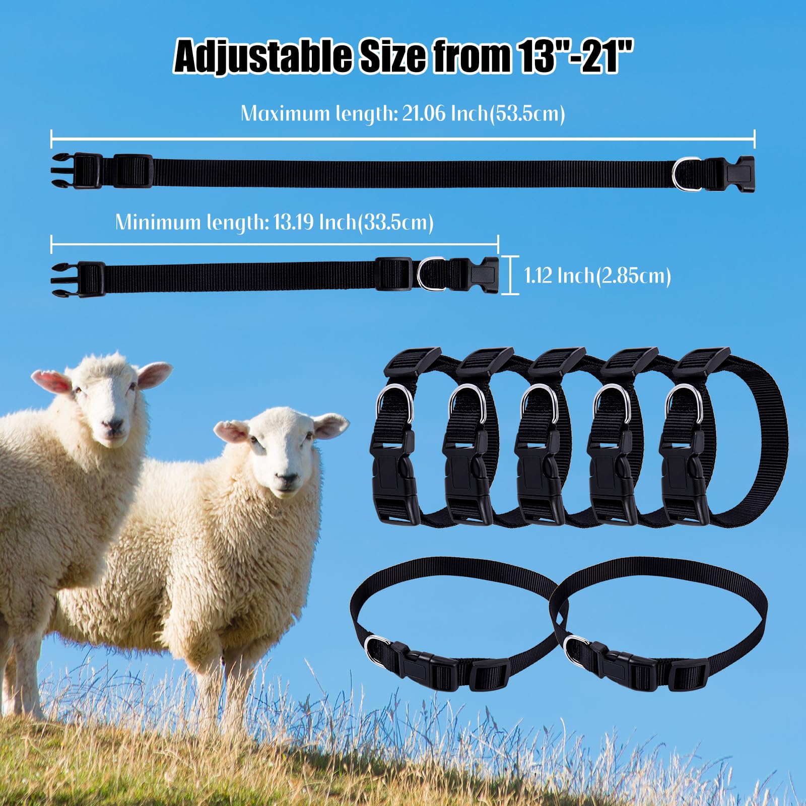 28 Stück Ziegenhalsbänder mit Ohrmarken, für Kuh, Schaf, Hunde, Ziegenohrmarken mit verstellbarem Nylon-Halsband, Set mit Haustier-Vieh-Ohrmarke zum Markieren, Kuh, Ziegenschaf (Rosa)