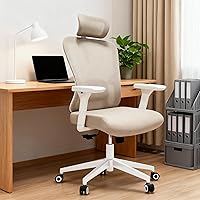 Vista 10 de Silla de oficina ergonómica, silla de escritorio de malla con reposacabezas ajustable y reposabrazos 2D, sillas de computadora con soporte lumbar