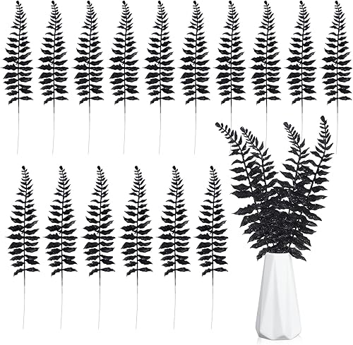 Miniatura 1 de Yunsailing 16 plantas artificiales de helecho persa de Halloween, helechos artificiales con purpurina de 16.14 pulgadas para exteriores, planta de