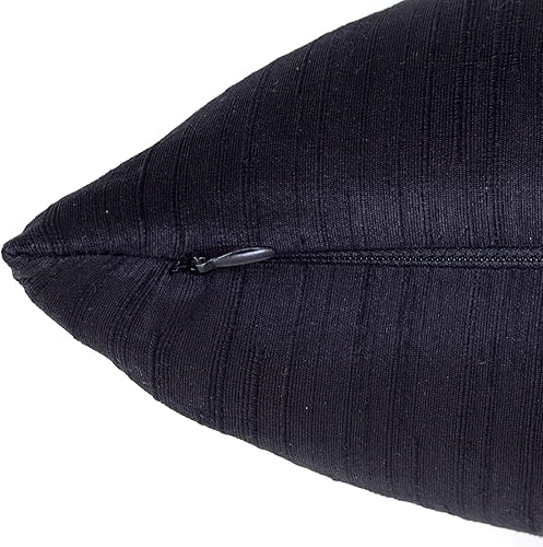 Miniatura 2 de The White Petals Fundas de almohada lumbar negras, lujosas, elegantes y decorativas (seda sintética cruda, 12 x 16 pulgadas, paquete de 2)