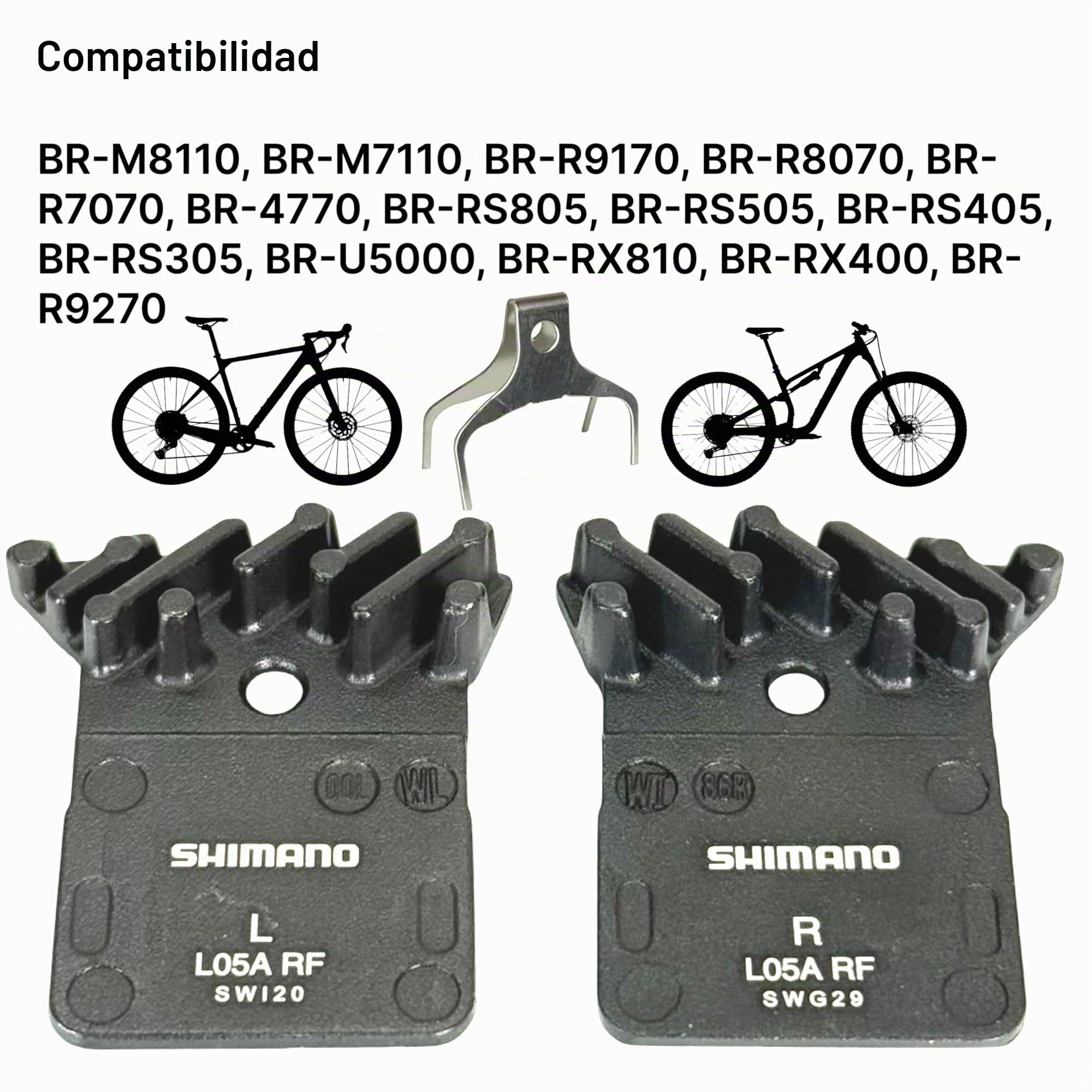 Pastillas de freno de disco originales BP-L05A-RF de resina, con aletas de refrigeración, compatibles con Shimano L03A Xt XTR 105 GRX Ultegra, 2 pares de tecnología Ice con Bleedblock