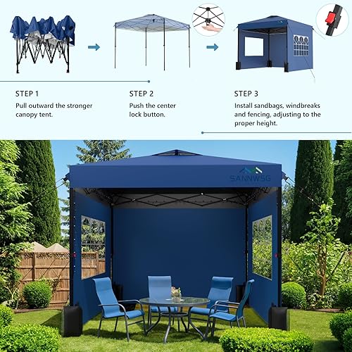 Miniatura 7 de Tienda de campaña desplegable de 12 x 12 pulgadas con 3 paredes laterales, toldo fácil de montar, refugio instantáneo comercial, tienda de campaña