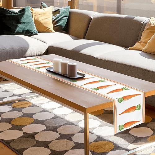 Miniatura 6 de Camino de mesa a rayas de zanahorias de 72 pulgadas de largo primavera decoración de cocina comedor naranja para interiores y exteriores vacaciones