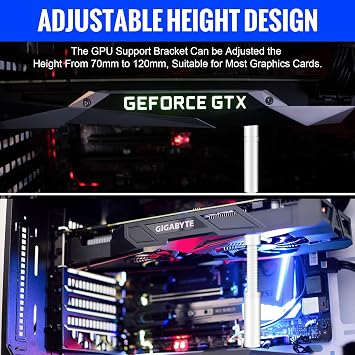 Graphics Card GPU Brace Support, Video Card Sag Holder Bracket Stand | Aluminum video card holder with magnetic base;anti sag holder for universal graphics card sag;height range 70-120mm