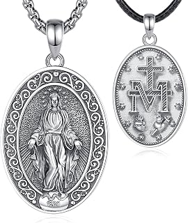 EUDORA S925 Sterling Silver Patron Saint Necklace Medal for Women Men