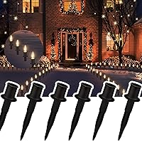 TIORIY 25 Pack 6 Inch Durable Plastic Christmas Light Stakes for C7 C9 Pathway String Lights - Black Outdoor Yard Garden Lawn Stakes